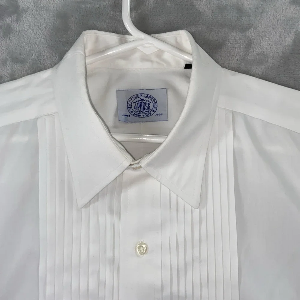 J. Press Dress Shirt Mens 15.5 / 33 Tuxedo Button Up French Cuffs White USA Made